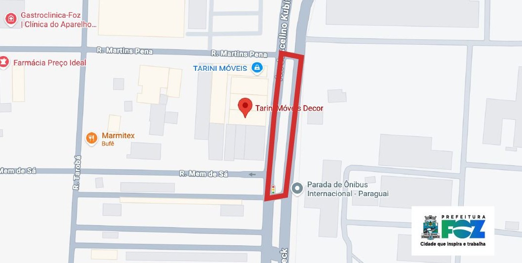 Veja o trecho que será interditado. Ilustração: PMFI