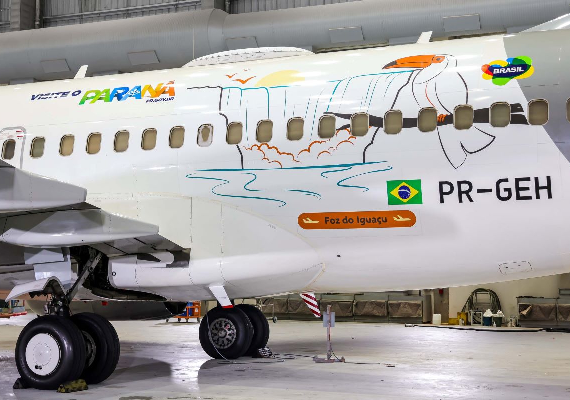 Desenho das Cataratas do Iguaçu passa a ilustrar avião da frota temática da Gol
Foto: Morganspotter