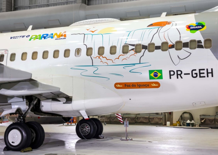 Desenho das Cataratas do Iguaçu passa a ilustrar avião da frota temática da Gol
Foto: Morganspotter