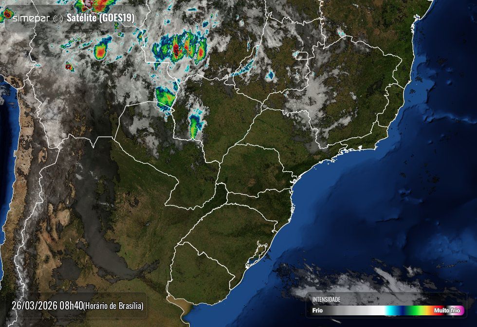 Foto de satélite, divulgada nesta manhã de quinta-feira, mostra céu limpo sobre o Paraná.
