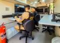 O módulo móvel funciona como um ponto avançado de apoio às equipes em patrulhamento. Foto:  Paulo Henrique/SESP