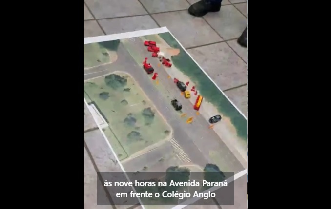 Maquete usada para preparar a simulação. Foto: captura de vídeo