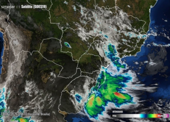 Imagem de satélite divulgada nesta manhã de sexta-feira pelo Simepar.