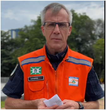 Vandro Cezar Arenhardt ,coordenador operacional da Defesa Civil de Foz do Iguaçu. Foto: captura de vídeo