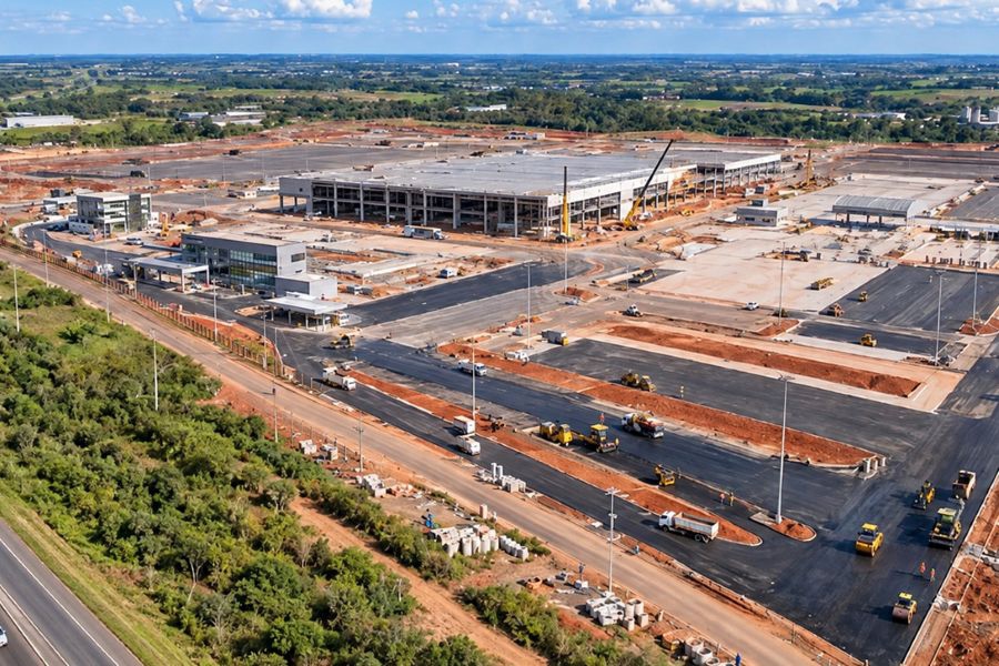 Construção do novo Porto de Seco de Foz do Iguaçu, às margens da BR-277: licença ambiental emitida pelo IAT para a construção da obra
Foto: Divulgação